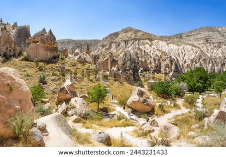 Zelve Open Air Museum in Cappadocia. Landmarks and historical places of Turkey Royalty-Free Stock Photo #2443231433