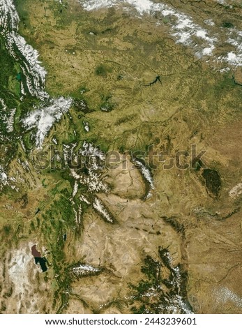 Montana and Wyoming. . Elements of this image furnished by NASA.