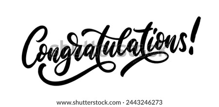 Congratulations hand drawn lettering. Calligraphy text composition isolated on white background. Vector lettering design