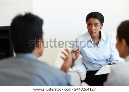 Female recruiter and interview, candidate, talking and hiring for new position in office. Businesswoman and meeting, human resources manager with intern or applicants for job oppurtunity and growth Royalty-Free Stock Photo #2443264127