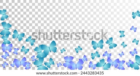Exotic blue butterflies abstract vector illustration. Spring beautiful moths. Simple butterflies abstract children wallpaper. Gentle wings insects graphic design. Garden creatures.