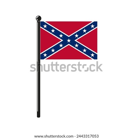 Flag of the Confederate States of America in the original colours and on the stick