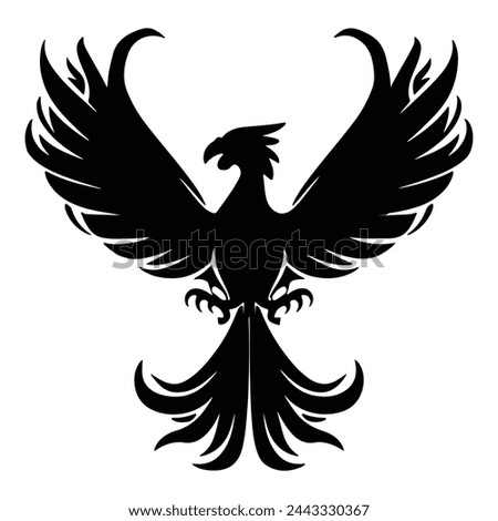 Front View Phoenix Bird silhouette Design for symbolizes immortality uses