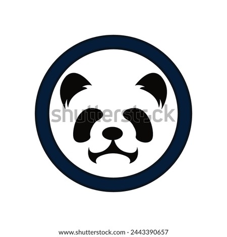 Baby panda face logo template. Baby panda face icon. Asian bear. Panda head isolated background, Team circle emblem with panda face icon.