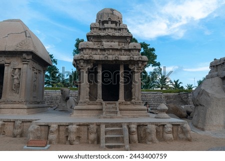 Picture of Arjuna rath at UNESCO world heritage site of Mahabalipuram. Ajanta, Ellora, Hampi ancient stone sculpture carvings sacred pilgrimage archeology tourist, sanatan, caves, sculpture, rocks