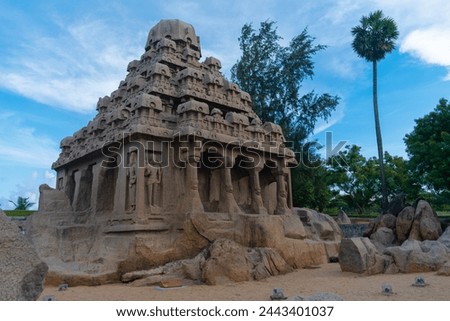 Picture of Yudhisthir rath at UNESCO world heritage site of Mahabalipuram. Ajanta, Ellora, Hampi ancient stone sculpture carvings sacred pilgrimage archeology tourist, sanatan, caves, sculpture, rocks