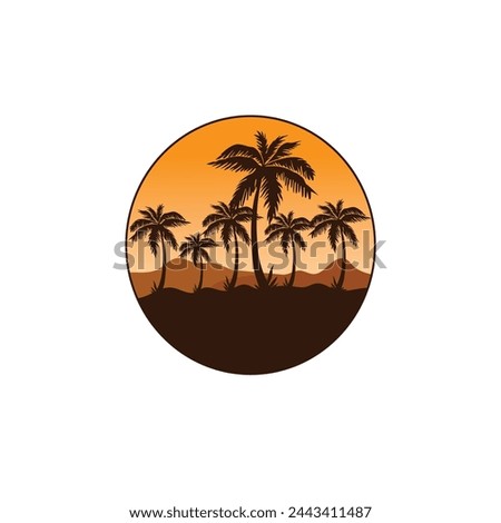 Vector icon illustration of a coconut garden silhouette.