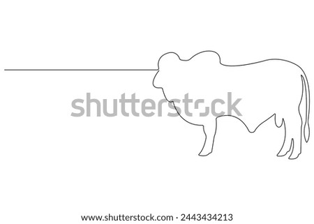  Continuous one line art drawing of cow pet animal concept outline vector illustration
