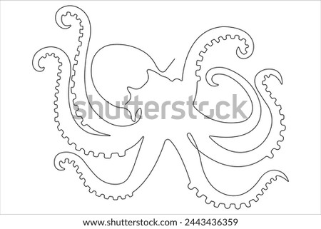 Octopus sea animal continuous one line art drawing of outline vector illustration