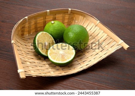 Japanese citrus hebes on the table Royalty-Free Stock Photo #2443455387