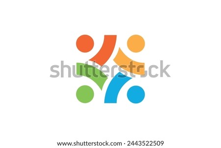 Vector graphic group connection logo.Eight people in the circle.logo team work Pro Vector Royalty-Free Stock Photo #2443522509