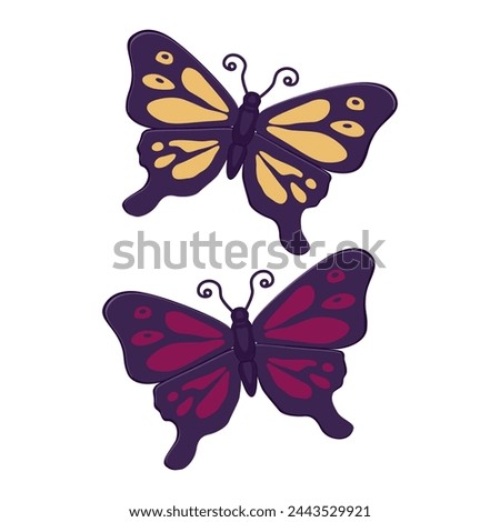 Set of butterflies isolated on white - hand drawn vector illustration.