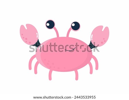 Cute crab character in flat style.Vector.