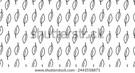 Abstract outlined Leaves Seamless Pattern. Hand drawn black brush painted plants. Vector foliage silhouettes. Natural summer organic ornament. Botanical spring background.