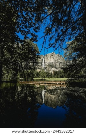 Waterfall Background Behind The Lake in Forest