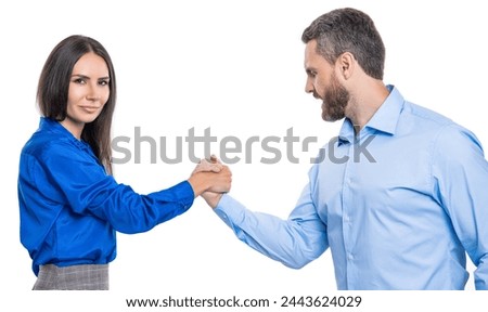 confrontation in office. business competitors doing arm wrestling. competition for leadership. business competition. two businesspeople competing in arm wrestling isolated on white. Tough competition