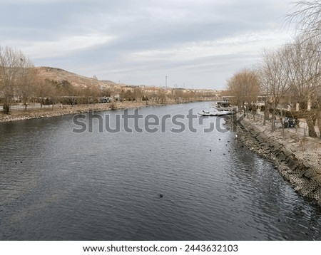 A beautiful view from the Kızılırmak River in Avanos town. Royalty-Free Stock Photo #2443632103
