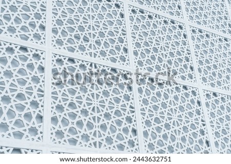 3D printing Islamic pattern Aluminium curtain sheet ACP wall solid panel cladding skyscraper outdoor building detail closeup
