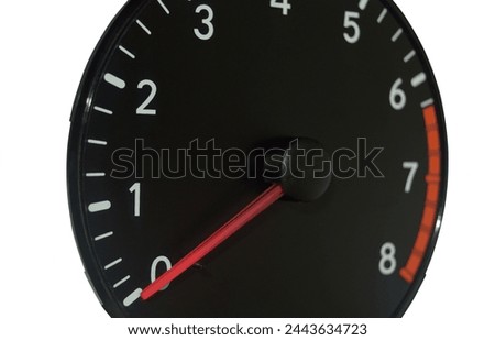 Number of rotations per minute display, with red limit, analogue, vintage display of number of rotations per minute