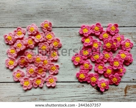 Crochet flowers, handicrafts, textured backgrounds for decorating pictures, colorful sunflowers, daisies, variegated flowers, DIY
