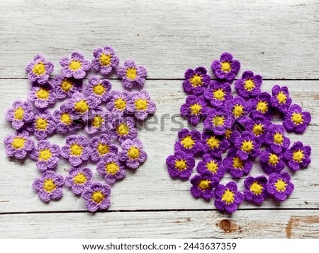 Crochet flowers, handicrafts, textured backgrounds for decorating pictures, colorful sunflowers, daisies, variegated flowers, DIY