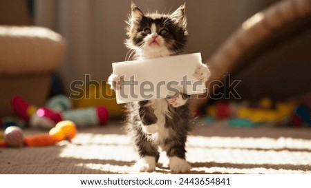 Cat Holding a Sign Board
