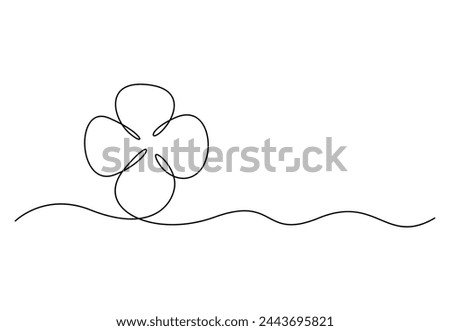 Continuous line drawing of clover leaf. Isolated on white background vector illustration. Pro vector
