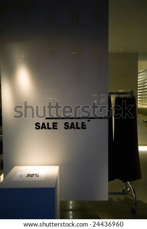 Window display with text "Sale"