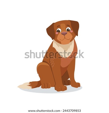 A funny cartoon dog is sitting, a portrait of a cute little dog. A human friend, an animal on the farm and in the house. Vector illustration. Isolated on a white background.