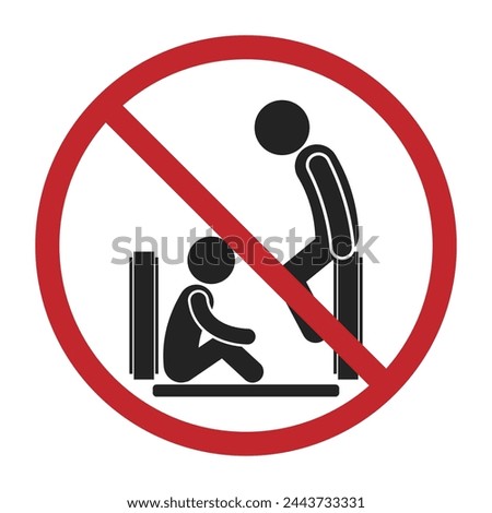 Isolated prohibition sign do not sit on hand rail and and floor of an escalator, moving stairs, for prohibition safety sign