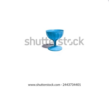 isolated image of blue ice cream cup. taking pictures from the side 