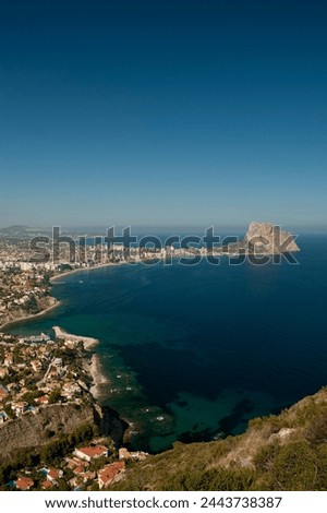 Panoramic view of Calpe City and Penon of Ifach. Alicante province, Costa Blanca, Spain - stock photo