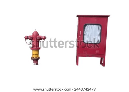 fire hydrant and fire hose reel isolated on white background