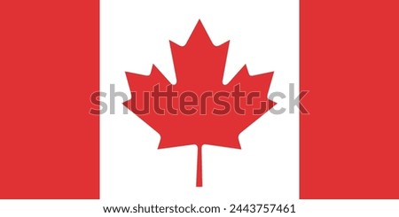 Canada flag. Standard size. The official ratio. A rectangular flag. Standard color. Flag icon. Digital illustration. Computer illustration. Vector illustration.