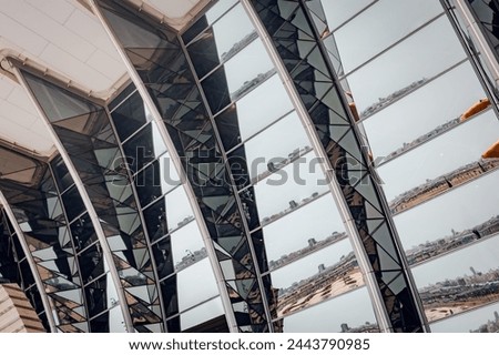 Elements of the facade of a modern building made of glass and metal