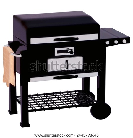 BBQ Grill , stainless steel BBQ grill on White background , 3D Rendering