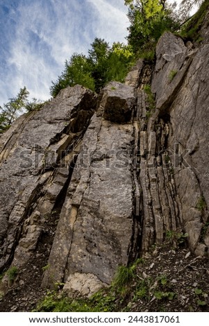 Rock face in the Karwendel, rock layers, rock, stone, wall Royalty-Free Stock Photo #2443817061