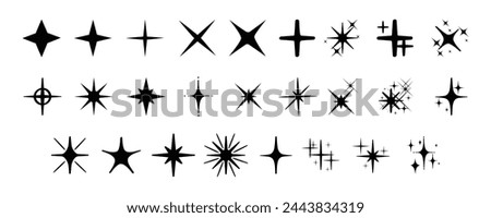 Sparkling silhouette. Star shining blinks in cartoon flat style. Twinkle flash pictogram. Shiny glitter effect symbol. Vector illustration of blinking star.