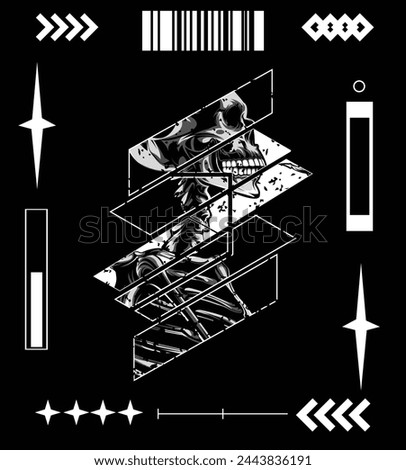 poster skeleton in cool frame brutalism design