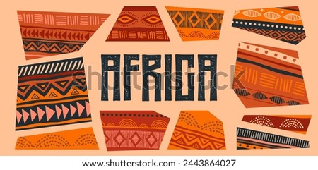 Africa Day concept design. Africa month banner, poster with tribal patterns. Hands drawn vector illustration