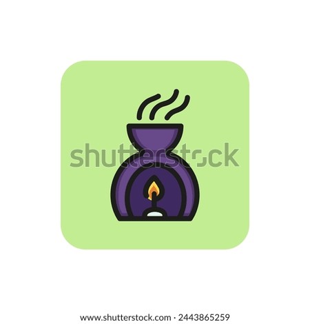 Icon of aromatherapy lamp. Candle, scent, essential oil. Spa concept. Can be used for topics like treatment, alternative medicine, relaxation