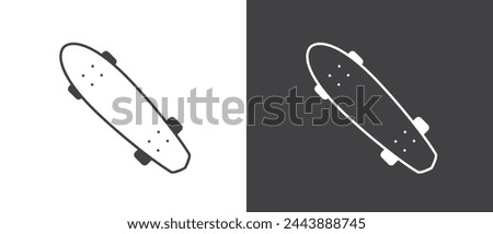 Skateboard icon, Sport equipments flat icon. Modern sport equipments vector illustration in  black and white background.
