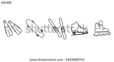 Simple set of sports equipment, leg exercise icon, Sport equipments flat icons collection. Modern sport equipments icons collection. Set of sport equipments illustration in transparent background.