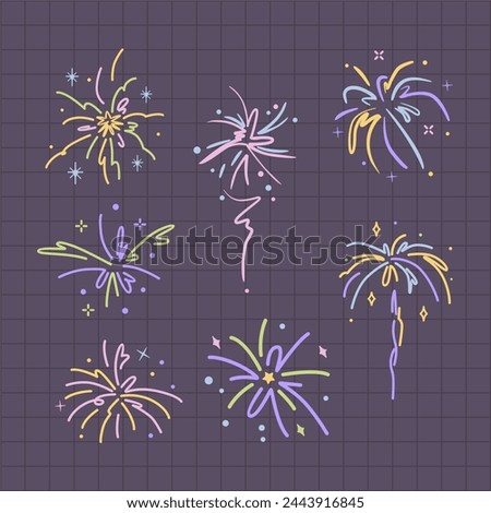 adorable firework tattoo and doodle element collection set