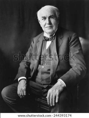 Thomas A. Edison (1847-1931), in Washington, D.C. in 1922 portrait by Bachrach. Royalty-Free Stock Photo #244393174