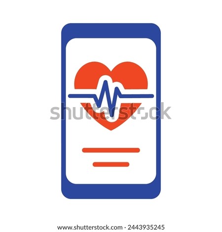 Heartbeat rate in smart phone vector solid icon. Graph symbol for fitness and weight loss web site and apps design, logo, app, UI