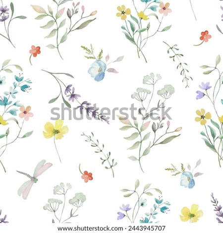 Seamless watercolor pattern. Hand drawn floral  illustration isolated on white background. 