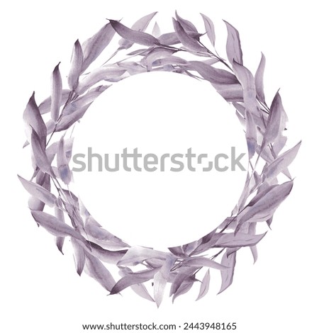 Tree leaf. Watercolor purple leaves. A set elements on a white background.