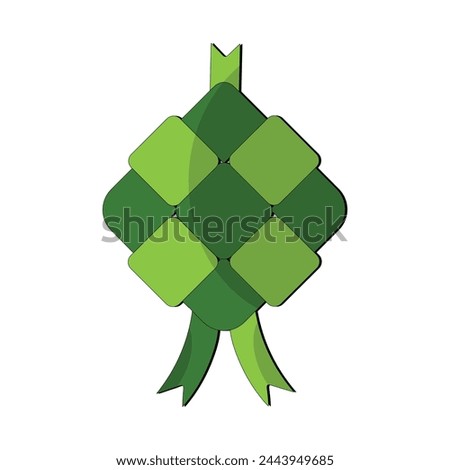 Vector illustration of ketupat, a Eid tradition in Indonesia, Hanging ketupat vector clip art icon for ramadan and Eid Al Fitr decoration element