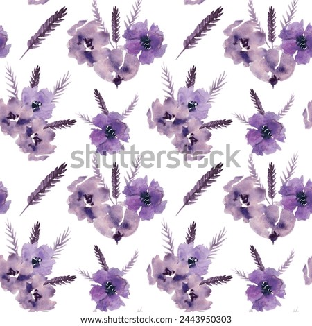 Bouquet. Watercolor wildflowerst. Purple flowers clipart. Floral clip art. Handmade illustration for greeting cards, wallpaper, stationery, fabric, wedding card. Flower pattern.